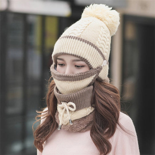 Heidi-Mode - 3-in-1-Wintermütze-Schal-Masken-Set für Damen