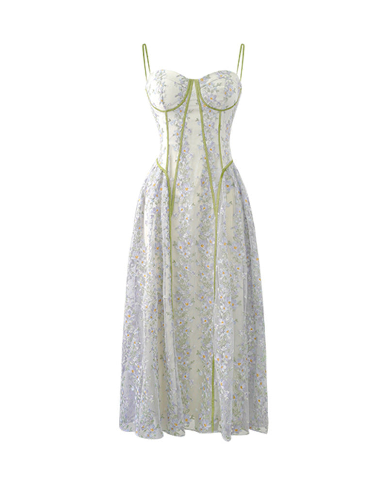 Heidi-Mode | Besticktes Pure Desire Elegantes Floral Slip Dress