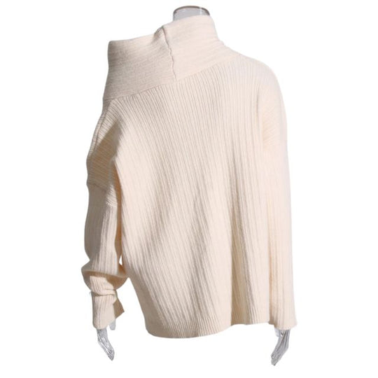 Asymmetrischer Kragen Gerippter Pullover