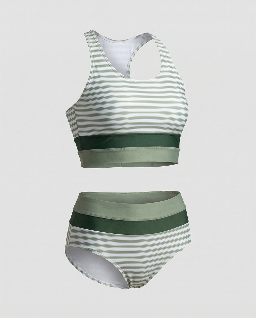 Heidi-Mode | Gestreiftes Reißverschluss-Rücken Schick Bikini Set