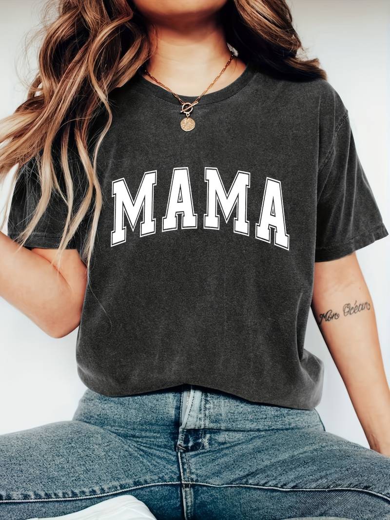 Heidi – Mama-T-Shirt Mit Buchstaben-Print Und Rundhalsausschnitt