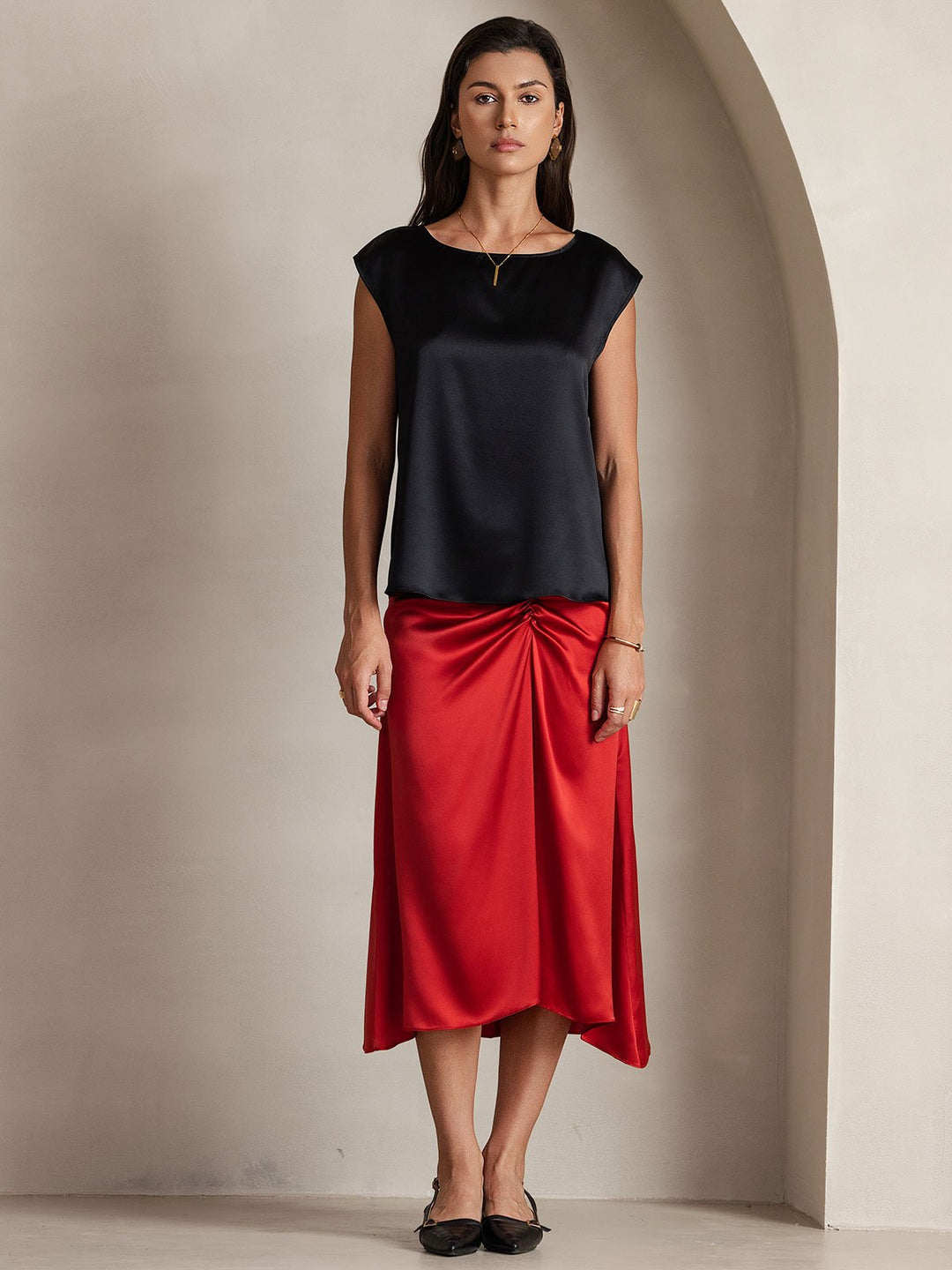 Heidi-Mode | Seiden Kapuze Ärmel Bluse