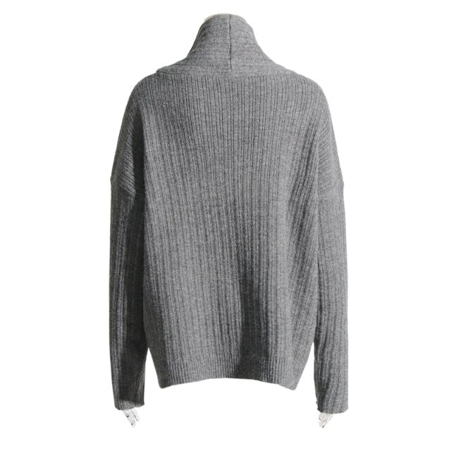 Asymmetrischer Kragen Gerippter Pullover