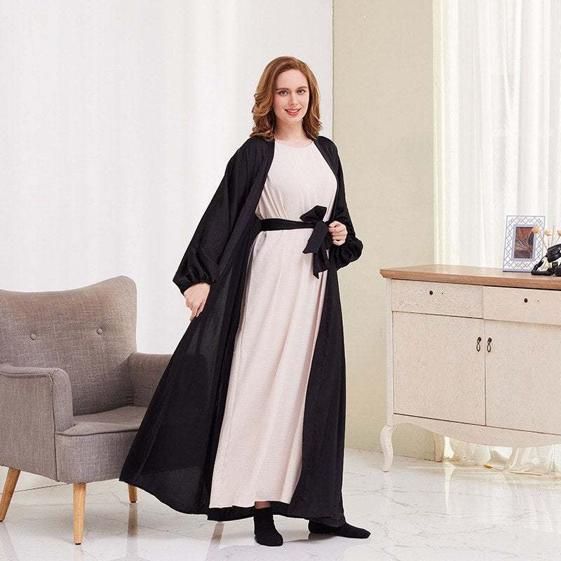 Heidi-Mode | Puffärmel Offene Abaya Kleid für Muslimische Frauen