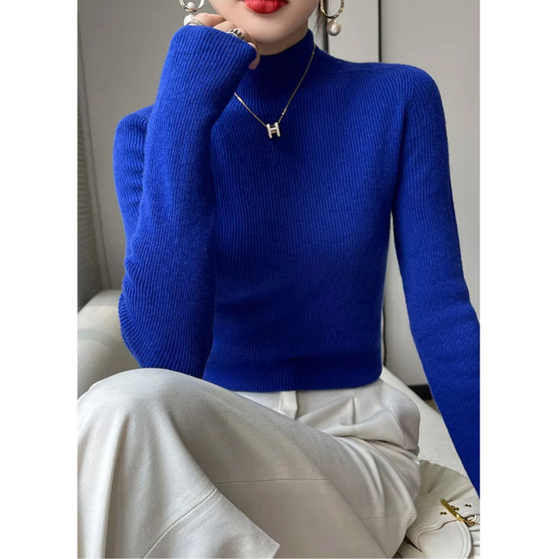 Heidi-Mode | Damen Rollkragenpullover Gerippter Strick Weich und Elegant Rollkragenpullover Damen
