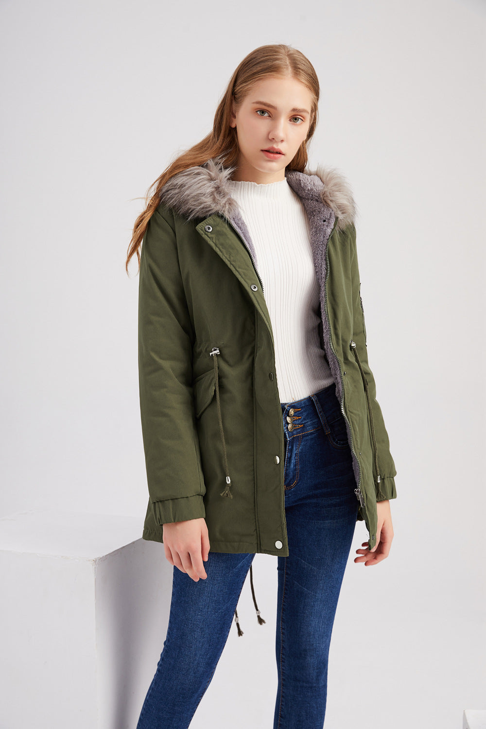 Heidi Mode | Damen Winter Parka Mit Kapuze Und Fleecefutter