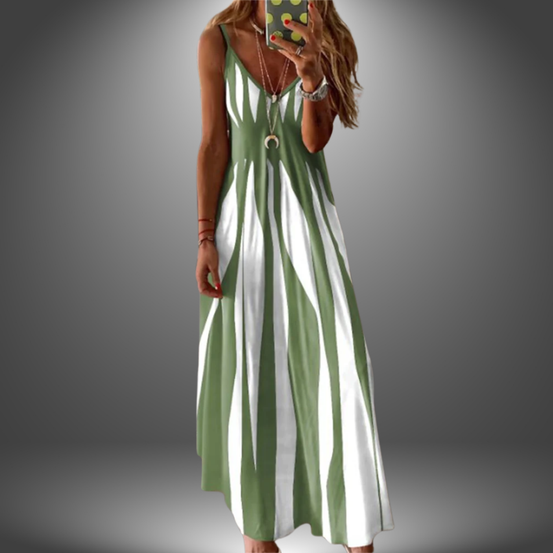 Heidi-Mode | Gestreiftes, Ärmelloses Maxikleid