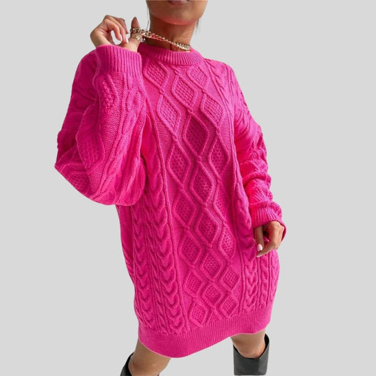 Heidi-Mode | Strickkleid mit Zopf Muster und Lockeren Schnitt