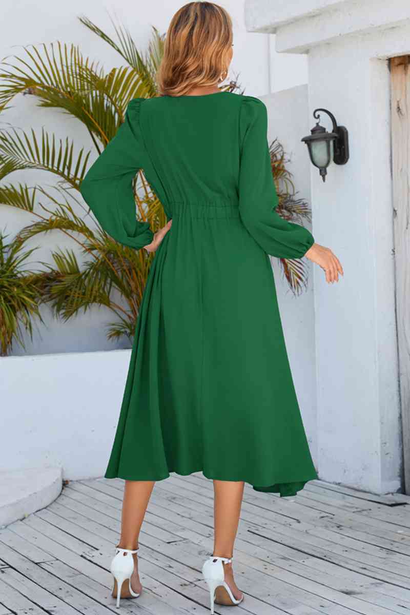 Heidi-Mode | Gedrehter Lange Ärmel Midi Kleid