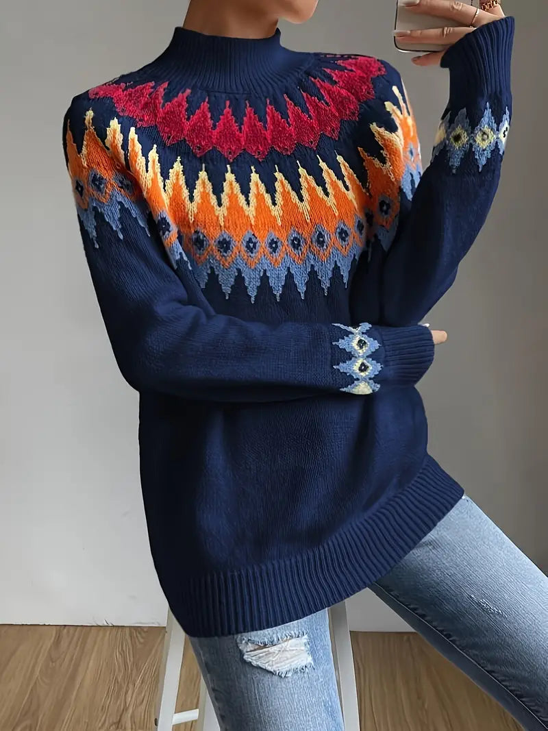 Heidi-Mode | Inspirierter Farbblock Strickpullover