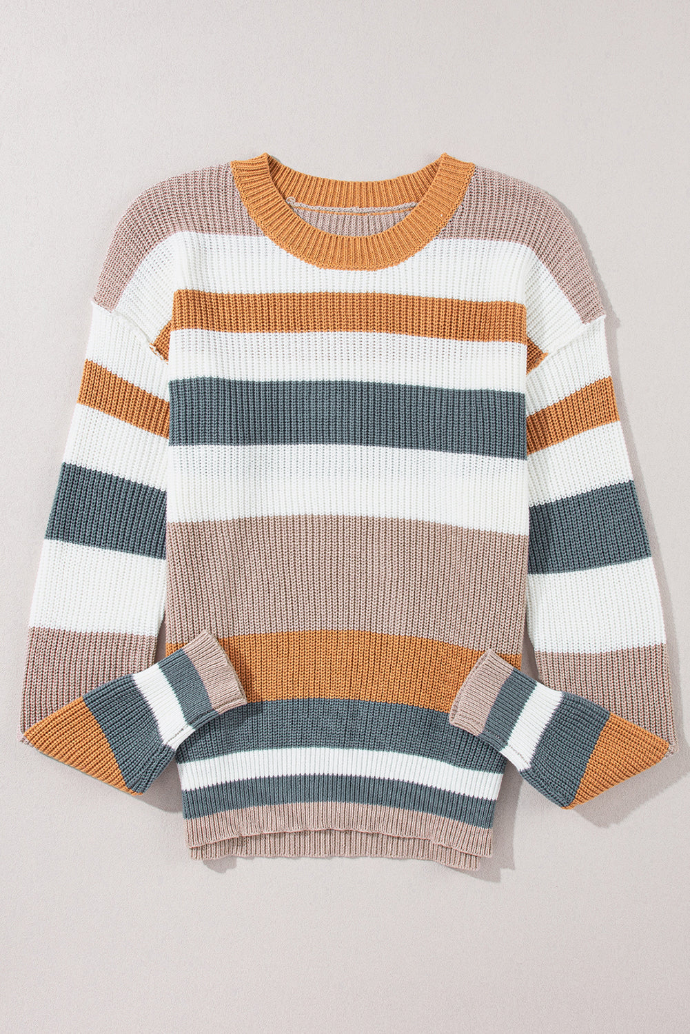 Classic Rundhalsausschnitt Colorblock Strickpullover