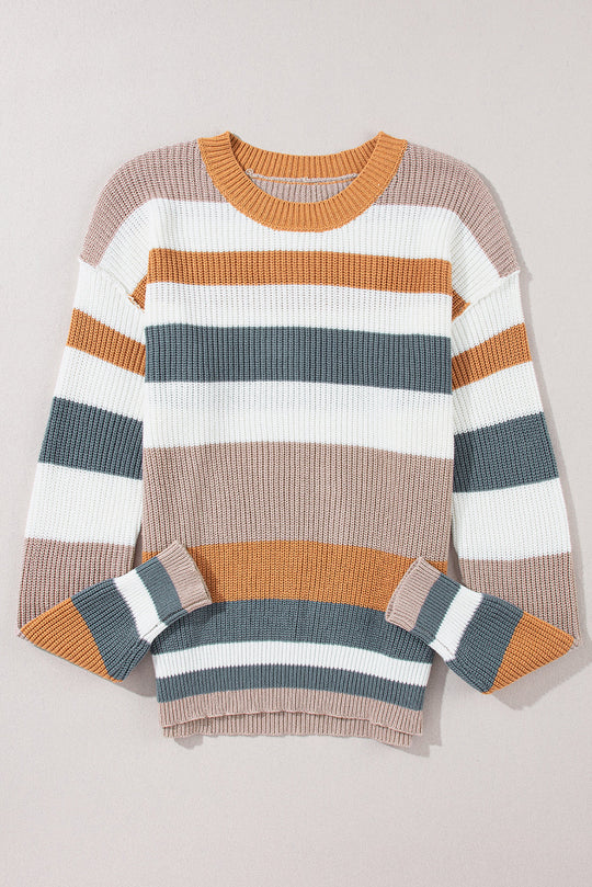 Classic Rundhalsausschnitt Colorblock Strickpullover