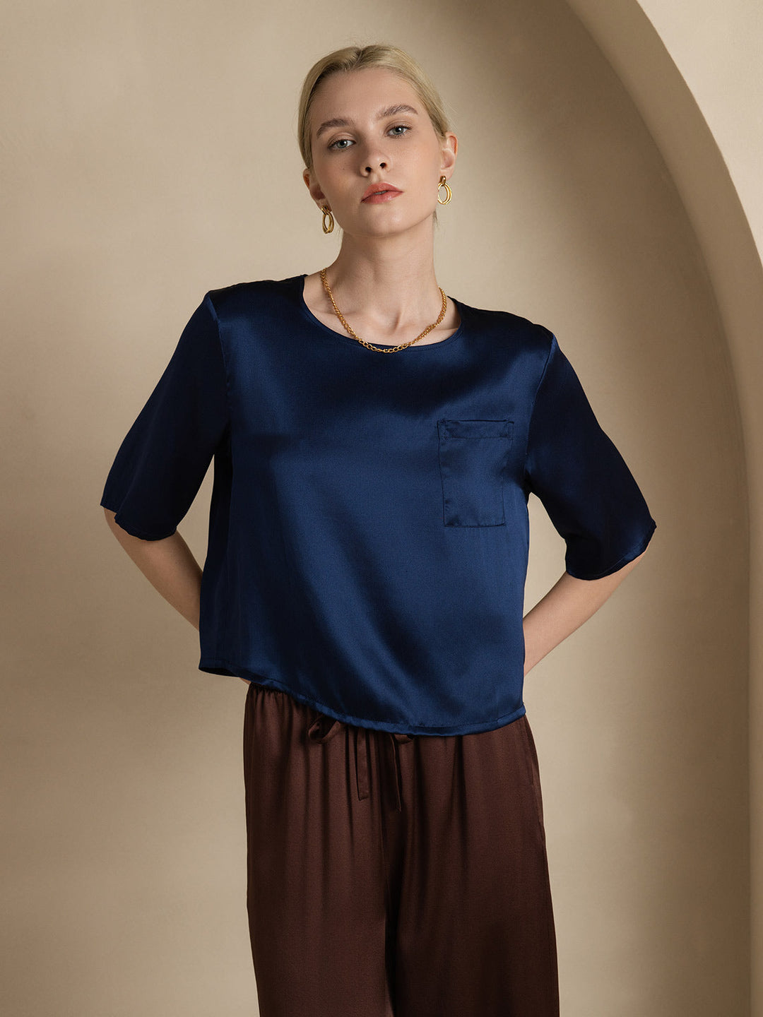 Heidi-Mode | 100% Seide Lässiges Damen T-Shirt