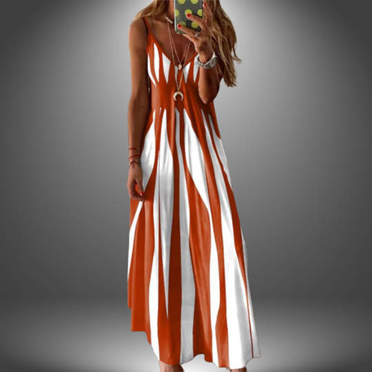 Heidi-Mode | Gestreiftes, Ärmelloses Maxikleid