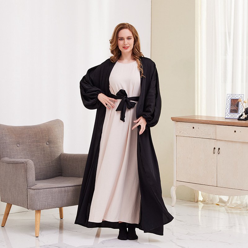 Heidi-Mode | Puffärmel Offene Abaya Kleid für Muslimische Frauen