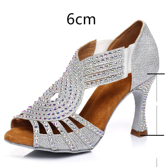 Heidi-Mode | Latin Dance Schuhe Hot Color Diamond Bright Hohe Fersele Weicher Boden