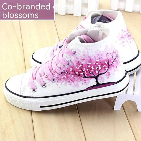 Heidi-Mode | Handgeschilderde hoge stof sneakers