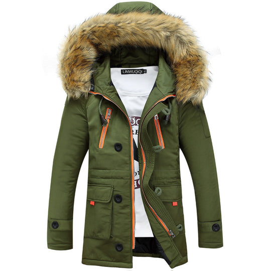 Herren Winterparka mit abnehmbarer Kapuze und praktischem Taschen-Design Heidi-Mode
