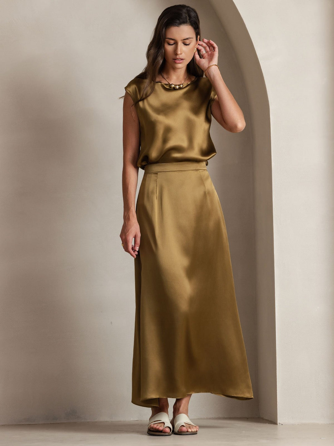 Heidi-Mode | Seiden Kapuze Ärmel Bluse