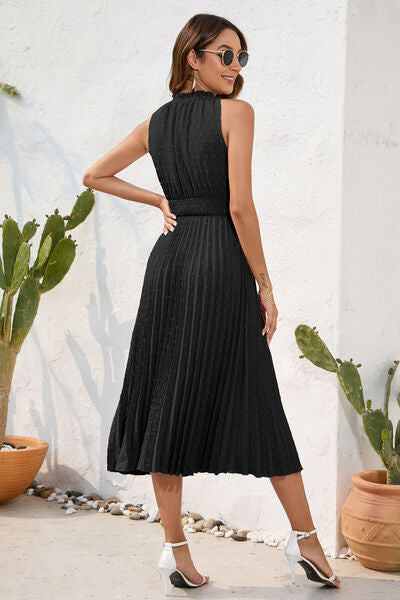 Heidi-Mode | Swiss Dot Schleifenhals Ärmelloses Kleid