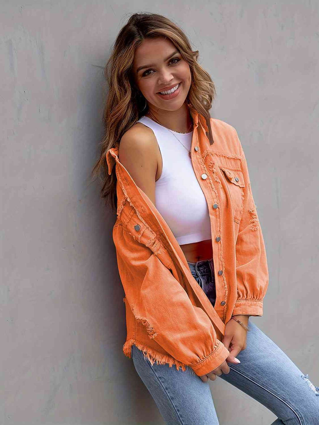 Heidi-Mode | Zerrissene Drop Shoulder Denim Jacke