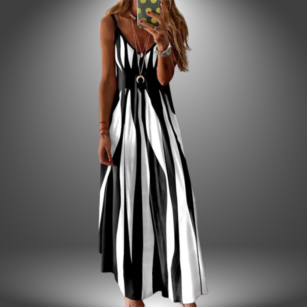 Heidi-Mode | Gestreiftes, Ärmelloses Maxikleid