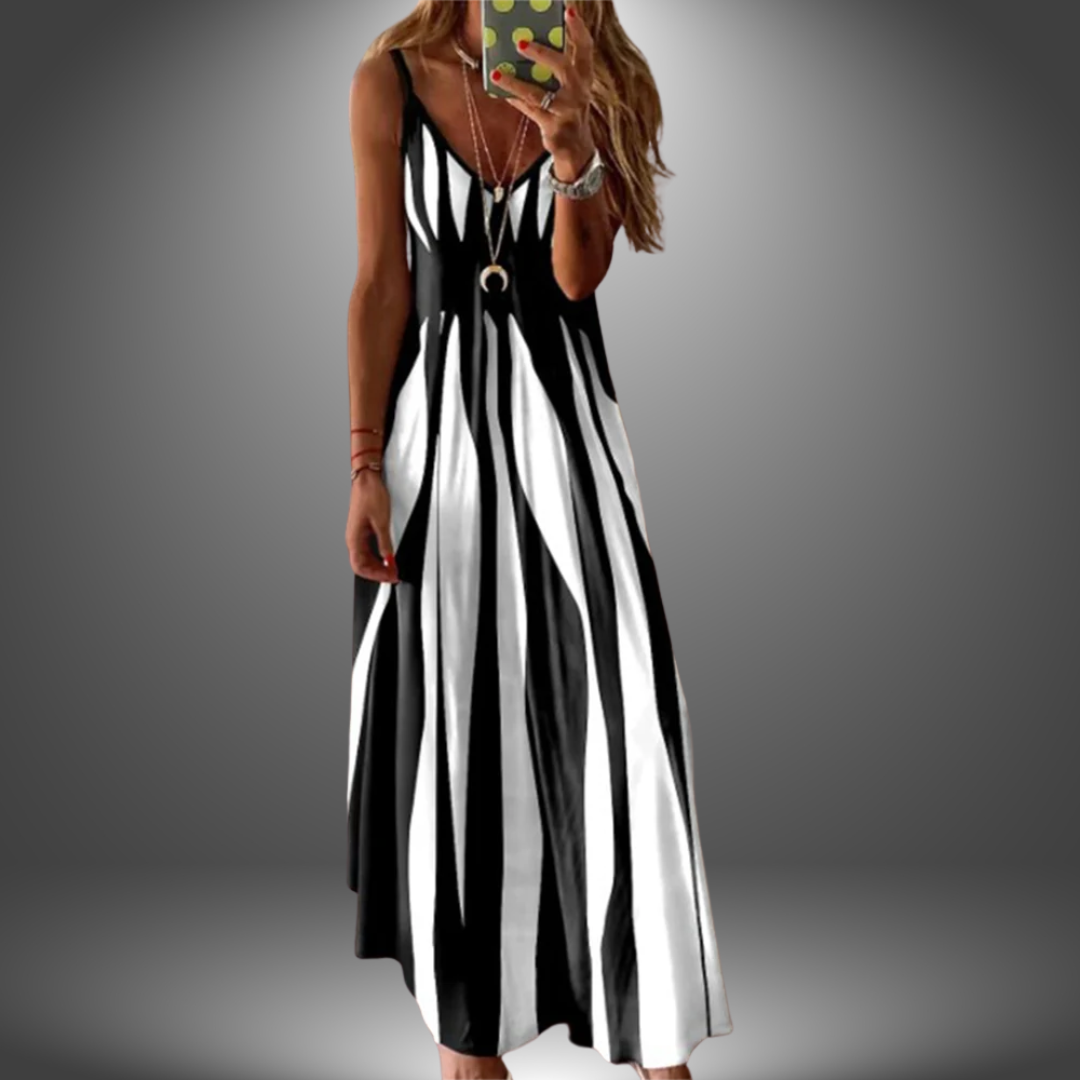 Heidi-Mode | Gestreiftes, Ärmelloses Maxikleid