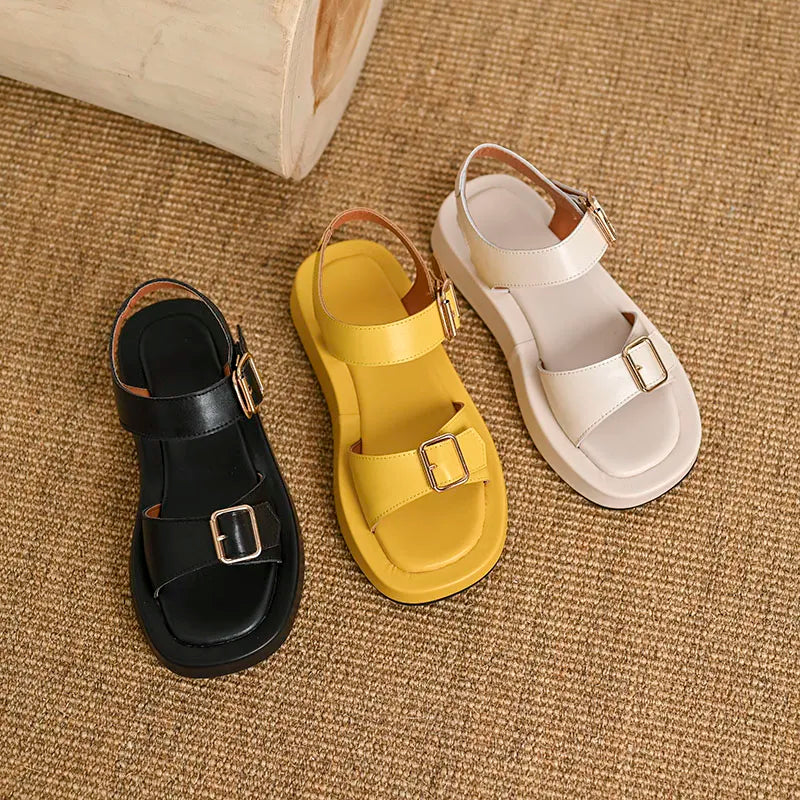 Heidi-Mode | Neue Sommerschuhe mit Flachen Schnallen und Plattformen für Frauen