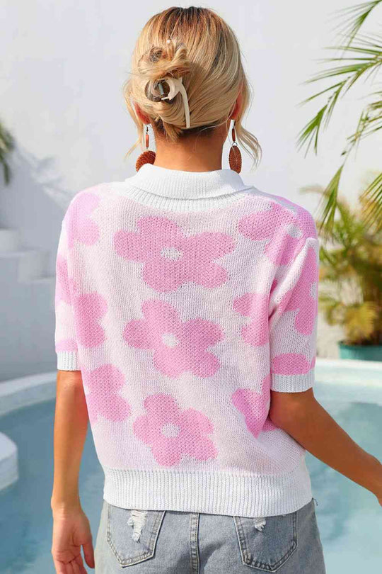 Heidi-Mode | Floral Johnny Kragen Halbarm Strickoberteil