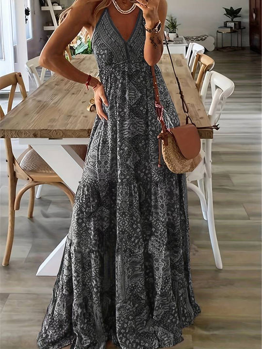 Maxikleid im böhmischen Stil mit Ethno-Print