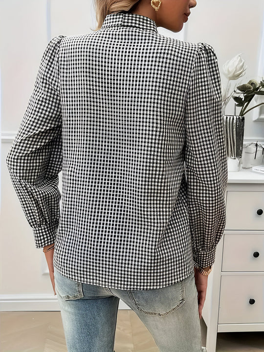 Heidi-Mode | Karierte Bluse mit Schleife