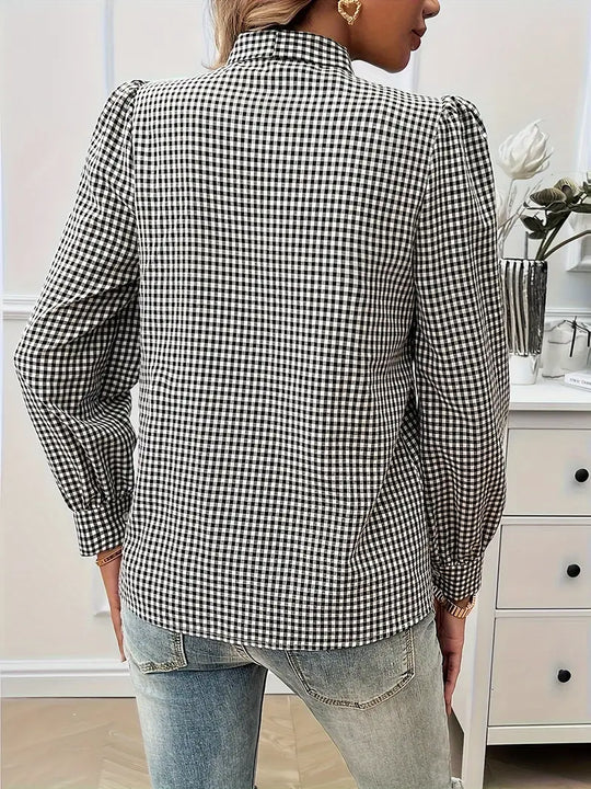 Heidi-Mode | Klassische Karierte Bluse mit Schleife