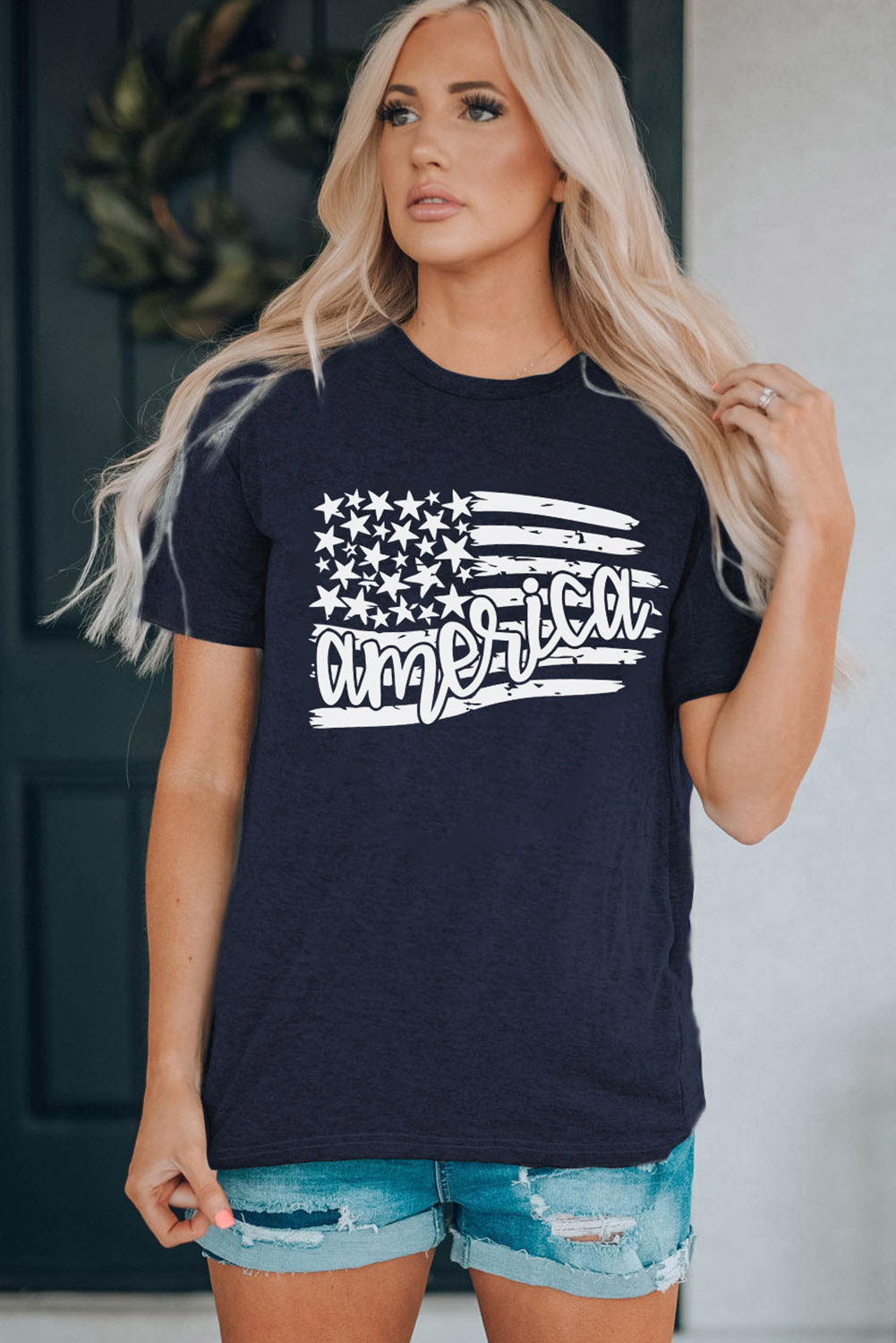 Heidi-Mode | America Us-Flag Grafik T-Shirt