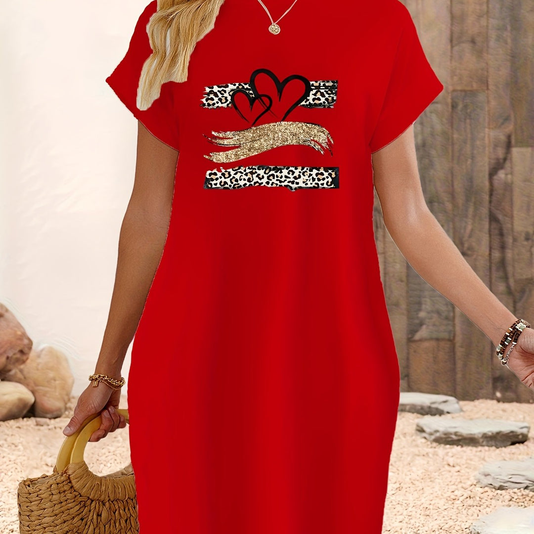 Heidi-Mode | Kleid mit Herzen und Pantherdruck mit Taschen