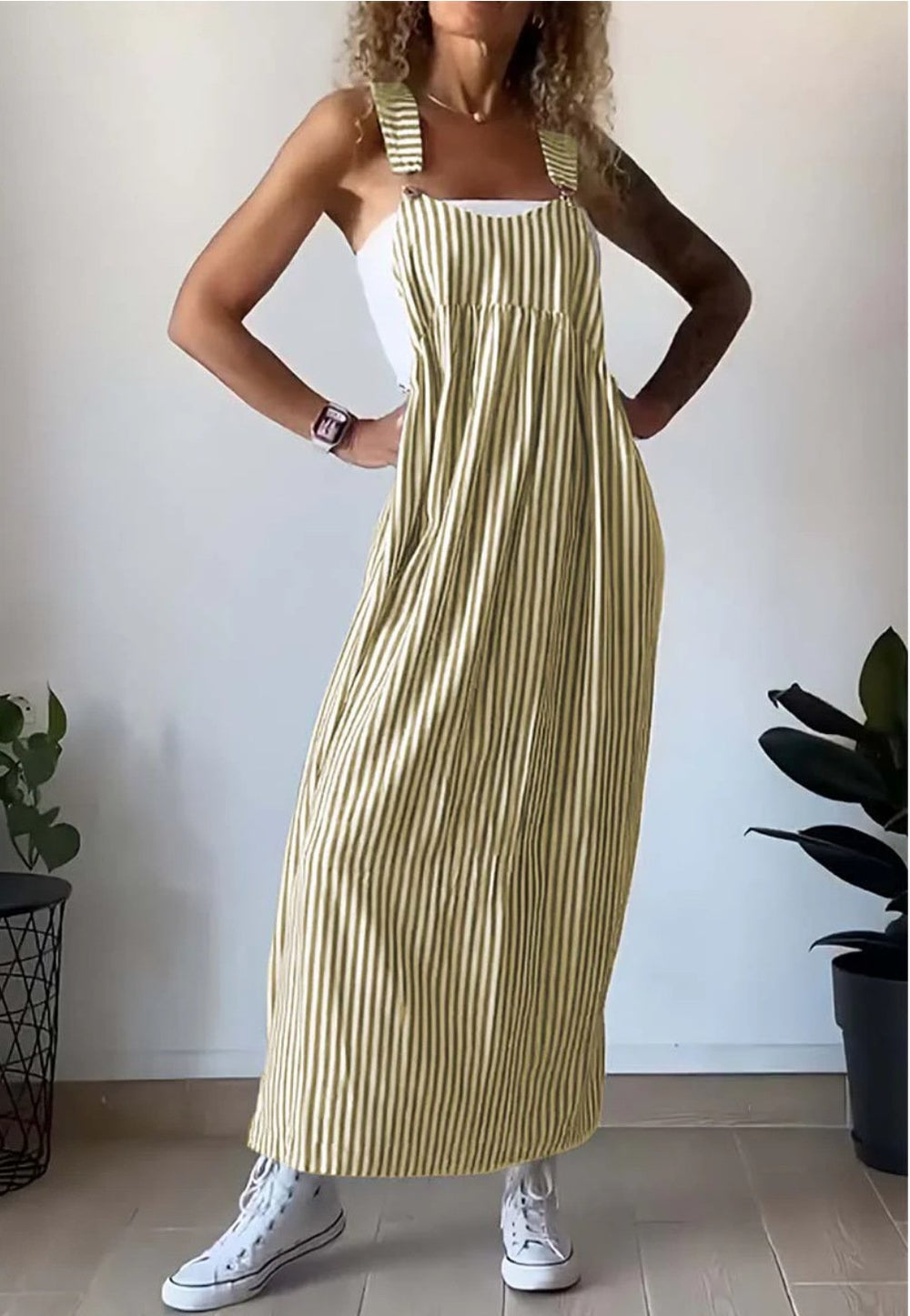 Heidi-Mode | Gestreiftes Jumpsuit Kleid für Damen Lässiger Stil