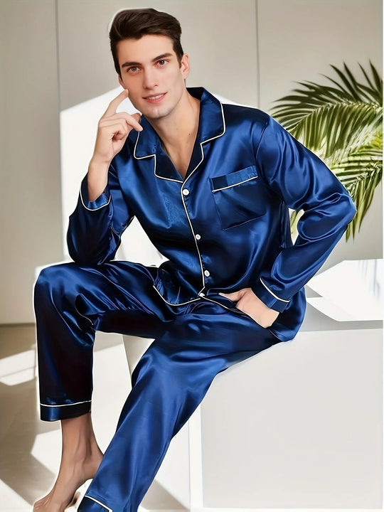 Heidi-Mode - Herren-Pyjama-Set aus Seidensatin