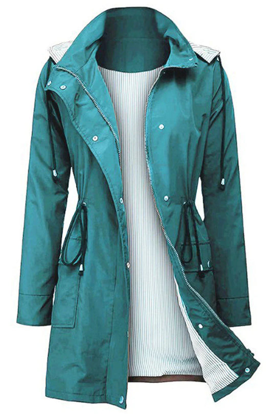 Wasserabweisende Windjacke mit Kapuze und gestreiftem Windjacken-Regenjacke