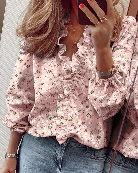 Heidi-Mode | Langarm-Rüschenshirt Bluse
