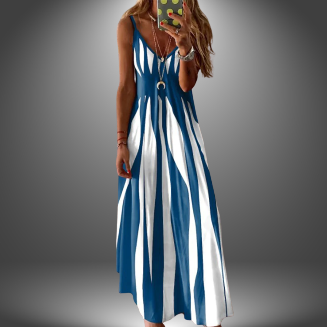 Heidi-Mode | Gestreiftes, Ärmelloses Maxikleid