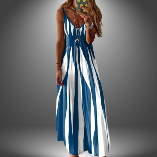 Heidi-Mode | Gestreiftes, Ärmelloses Maxikleid