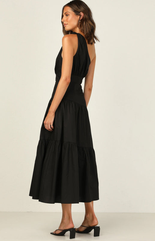 One-Shoulder-Midikleid aus Baumwolle