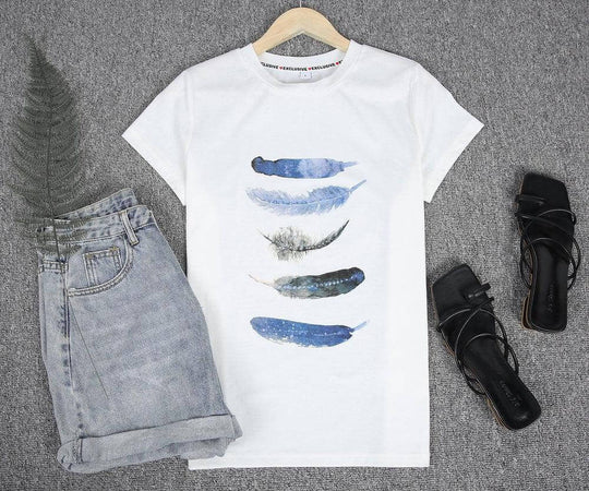 Heidi-Mode | Feder Kurzarm T-Shirt