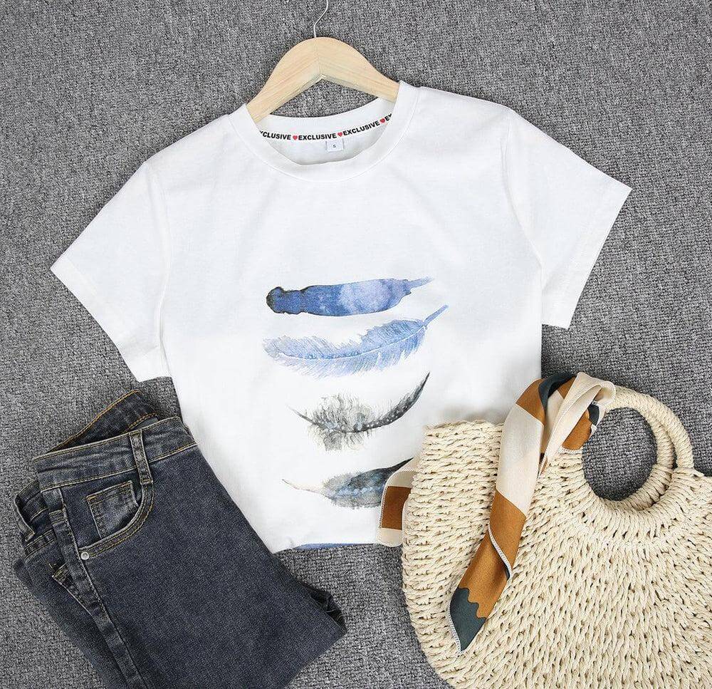 Heidi-Mode | Feder Kurzarm T-Shirt