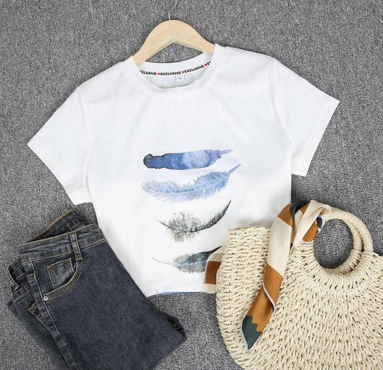 Heidi-Mode | Feder Kurzarm T-Shirt