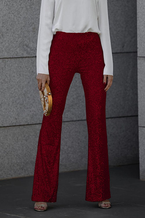 Heidi-Mode | Flared Hose mit Stretch und Glitzernden Pailletten