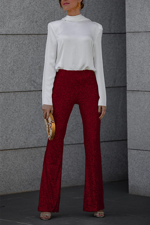 Heidi-Mode | Flared Hose mit Stretch und Glitzernden Pailletten