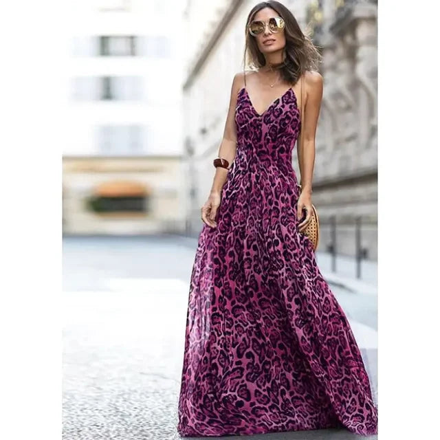 Heidi – Sommerkleid mit Leopardenmuster und V-Ausschnitt