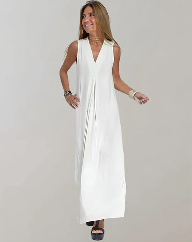 Schlankmachendes Kleid mit V-Ausschnitt