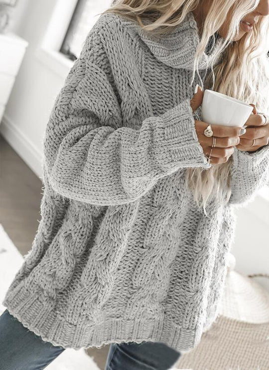 Oversized Pullover mit hohem Kragen