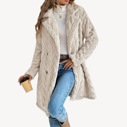 Heidi-Mode | Doppelreihiger Fuzzy-Mantel für Frauen